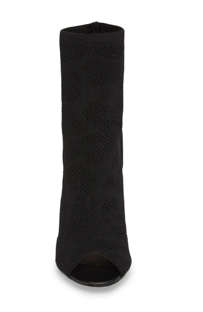 Shop Charles By Charles David Ranger Sock Knit Open Toe Bootie In Black Stretch Fabric