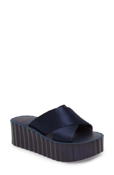 Shop Tory Burch Scallop Platform Sandal In Perfect Navy