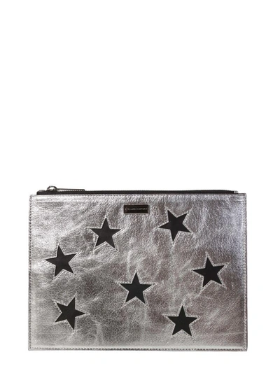 Shop Stella Mccartney Document Case With Stars In Argento