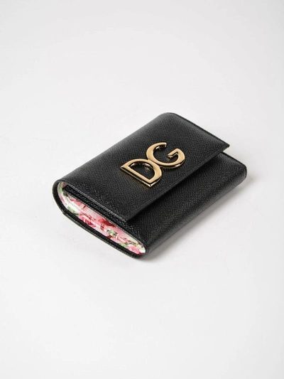 Shop Dolce & Gabbana St. Dauphine French Flap Wallet In Nero