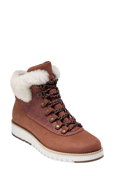 Shop Cole Haan Grandexpl?re Genuine Shearling Trim Waterproof Hiker Boot In Woodbury Leather