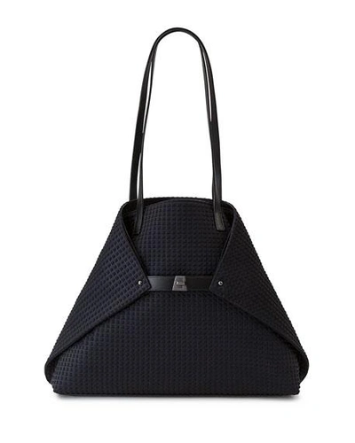 Shop Akris Ai Medium Techno Fabric Shoulder Bag In Black