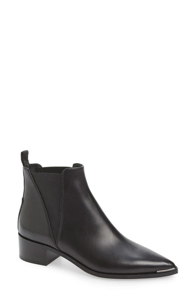 Shop Acne Studios 'jensen' Pointy Toe Bootie In Black Smooth Leather