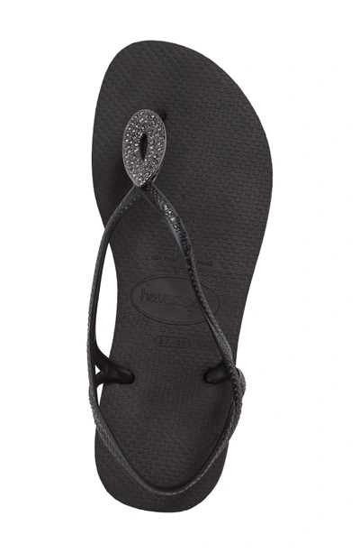 Havaianas Luna Special Metallic Rubber Sandals In Black Dark Grey | ModeSens