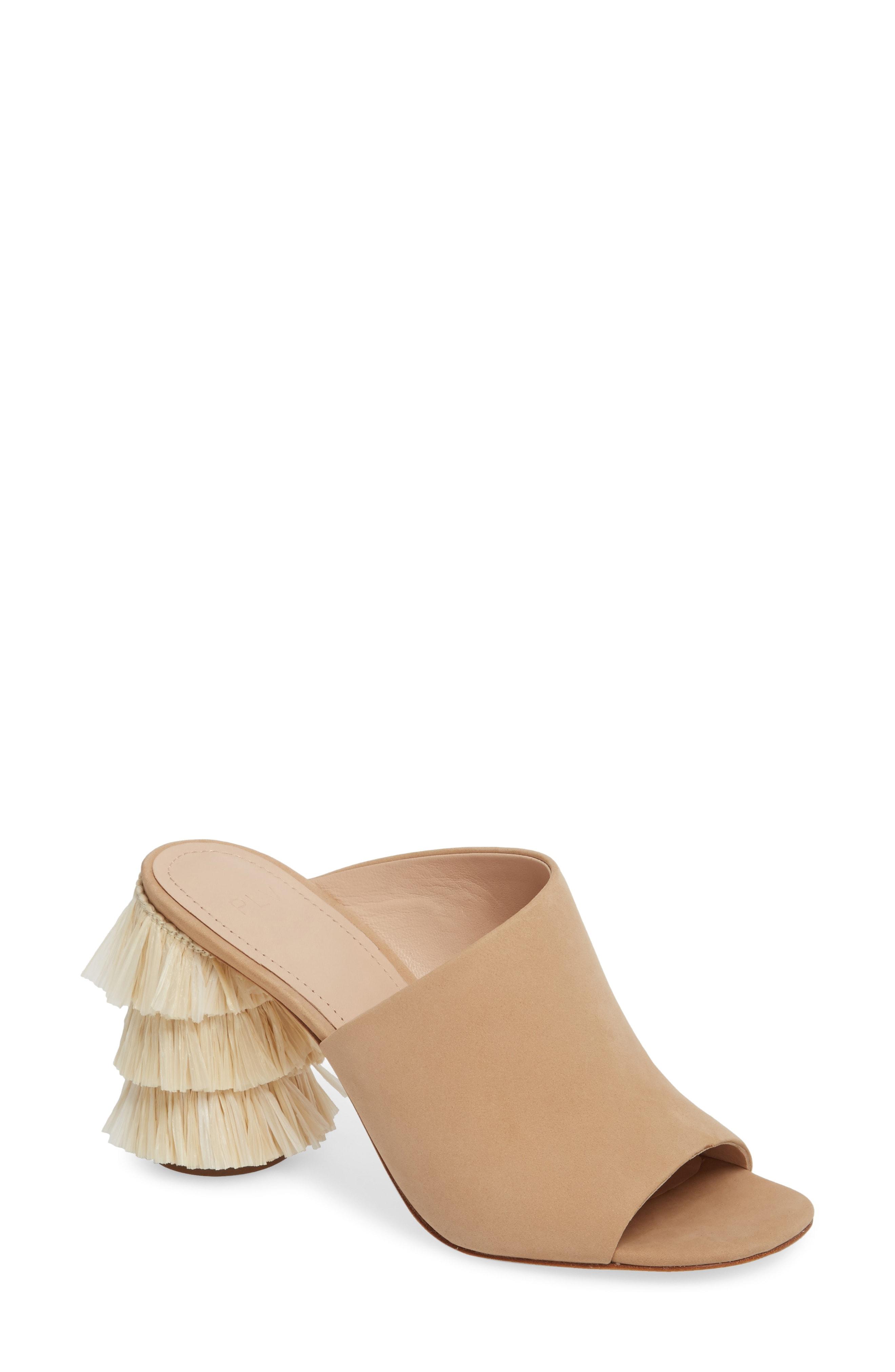 pour la victoire hettie tiered fringe tassel heel mule