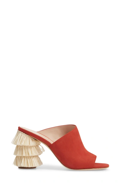 Shop Pour La Victoire Hettie Tassel Heel Mule In Poppy Leather