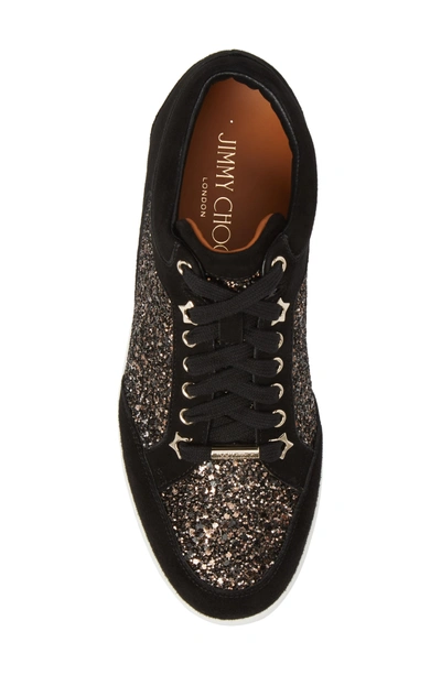 Shop Jimmy Choo Miami Mid Top Glitter Sneaker In Bronze Mix/ Black