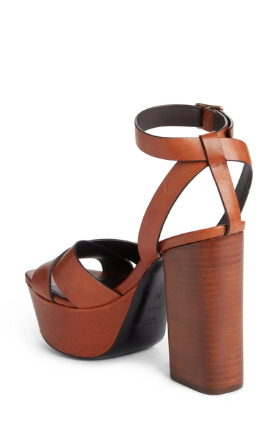 Shop Saint Laurent Farrah Platform Sandal In Papaya