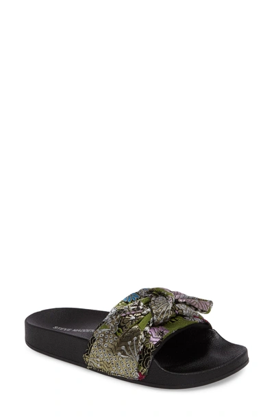 Shop Steve Madden Silky Slide Sandal In Black Floral Multi