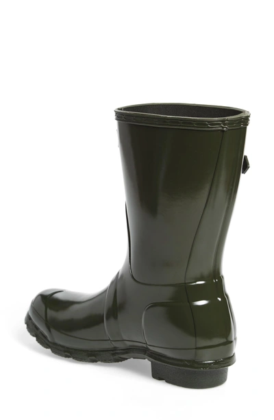 Shop Hunter 'original Short' Gloss Rain Boot In Dark Olive