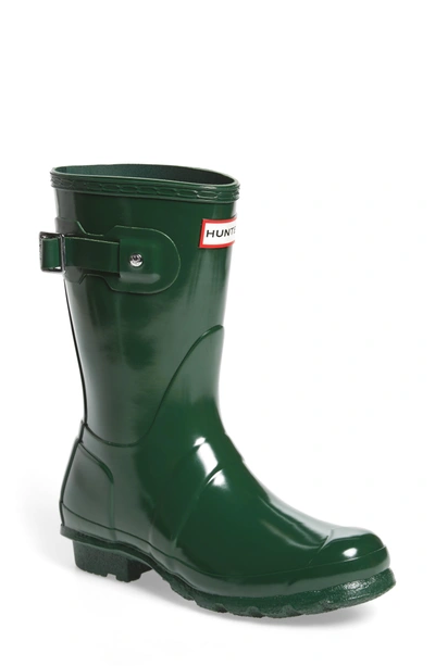 Shop Hunter 'original Short' Gloss Rain Boot In  Green