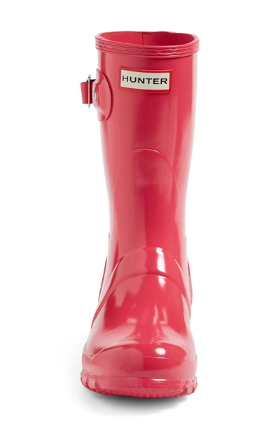 Shop Hunter 'original Short' Gloss Rain Boot In Bright Pink