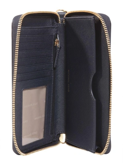 Shop Michael Michael Kors Jet Set Travel Large Smartphone Wallet In Blu