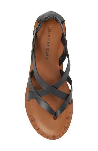 Shop Lucky Brand Ainsley Flat Sandal In Black Leather