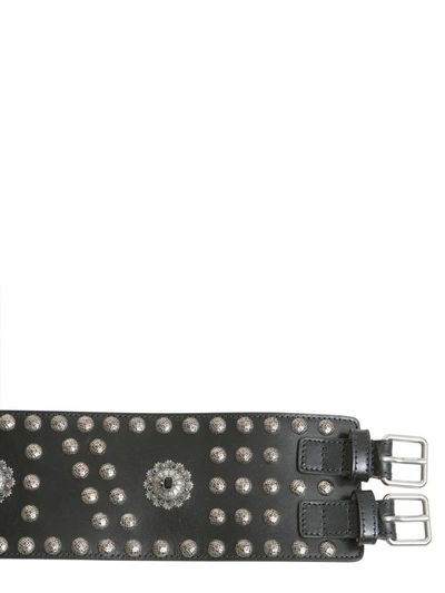 Shop Alexander Mcqueen Double Buckle Waist Belt In Nero