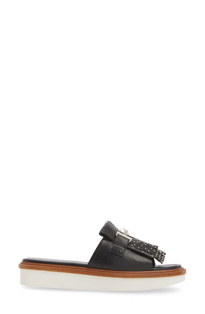 Shop Tod's Studded Fringe Slide Sandal In Black