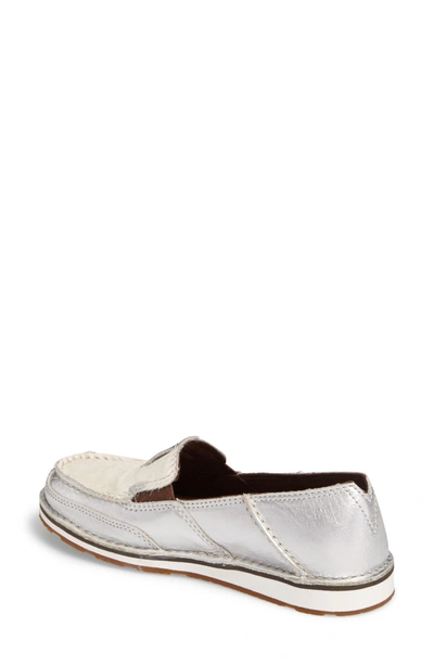 Shop Ariat Cruiser Genuine Calf Hair Slip-on Loafer In Silver Stream Calf Hair/ Suede