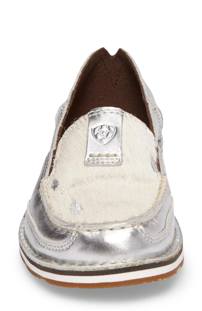 Shop Ariat Cruiser Genuine Calf Hair Slip-on Loafer In Silver Stream Calf Hair/ Suede