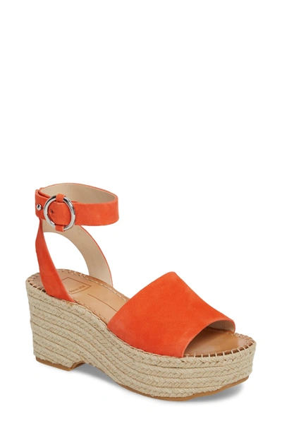 Shop Dolce Vita Lesly Espadrille Platform Sandal In Orange Suede