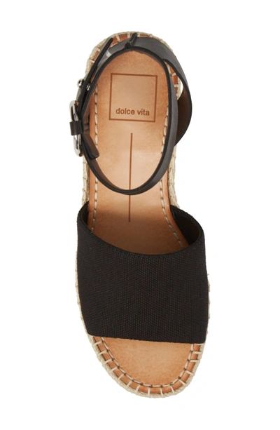 Shop Dolce Vita Lesly Espadrille Platform Sandal In Black Linen