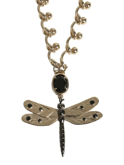 Shop Red Valentino Necklace With Dragonfly Charm In Oro
