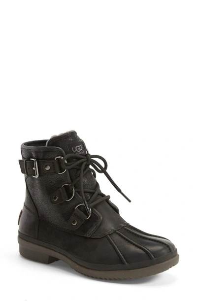 Shop Ugg Cecile Waterproof Boot In Black Leather