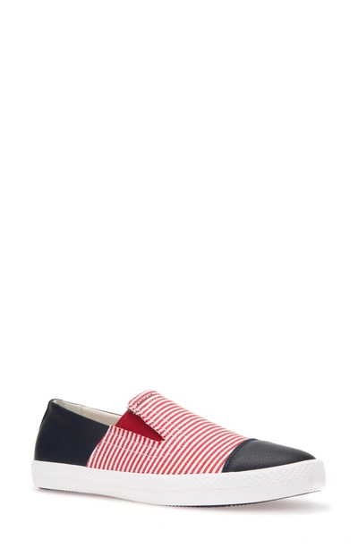Shop Geox Giyo Slip-on Sneaker In Red/ Navy Fabric