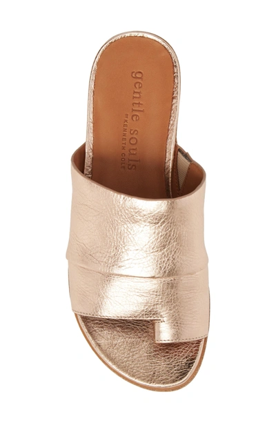 Shop Gentle Souls Lavern Slide Sandal In Rose Gold Metallic Leather