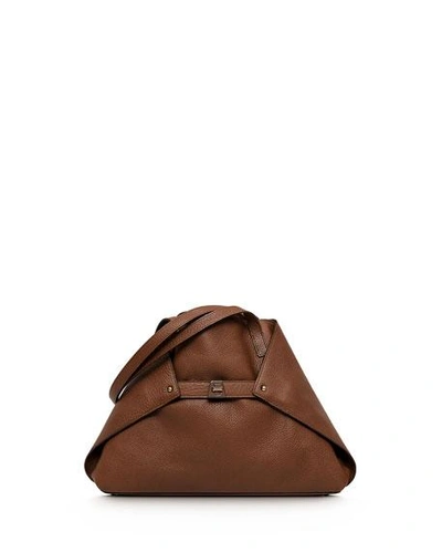 Shop Akris Ai Small Leather Shoulder Tote Bag In Caramel