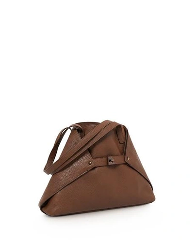 Shop Akris Ai Small Leather Shoulder Tote Bag In Caramel