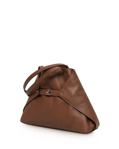 Shop Akris Ai Small Leather Shoulder Tote Bag In Caramel