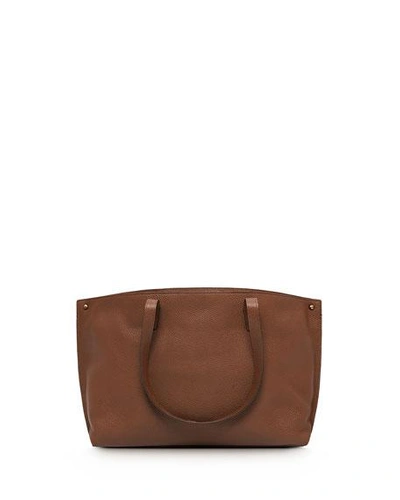 Shop Akris Ai Small Leather Shoulder Tote Bag In Caramel