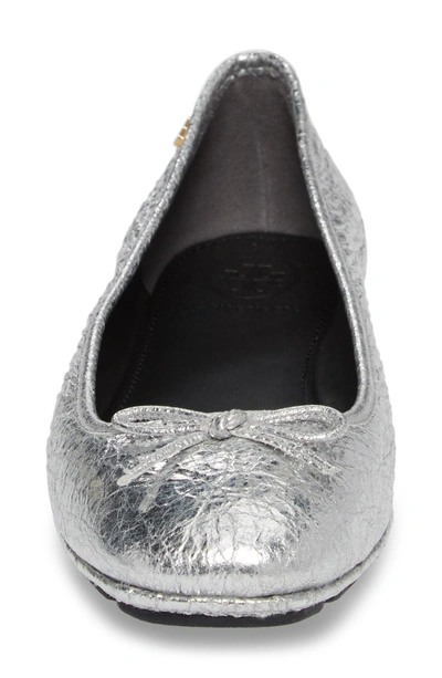 Shop Tory Burch Laila Driver Ballet Flat In Silver/ Perfect Black