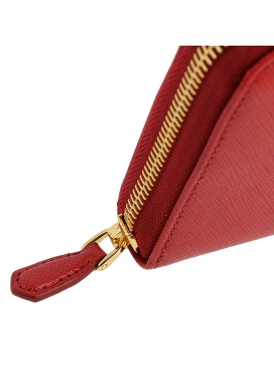 Prada Saffiano Leather Zip Around Wallet In Red