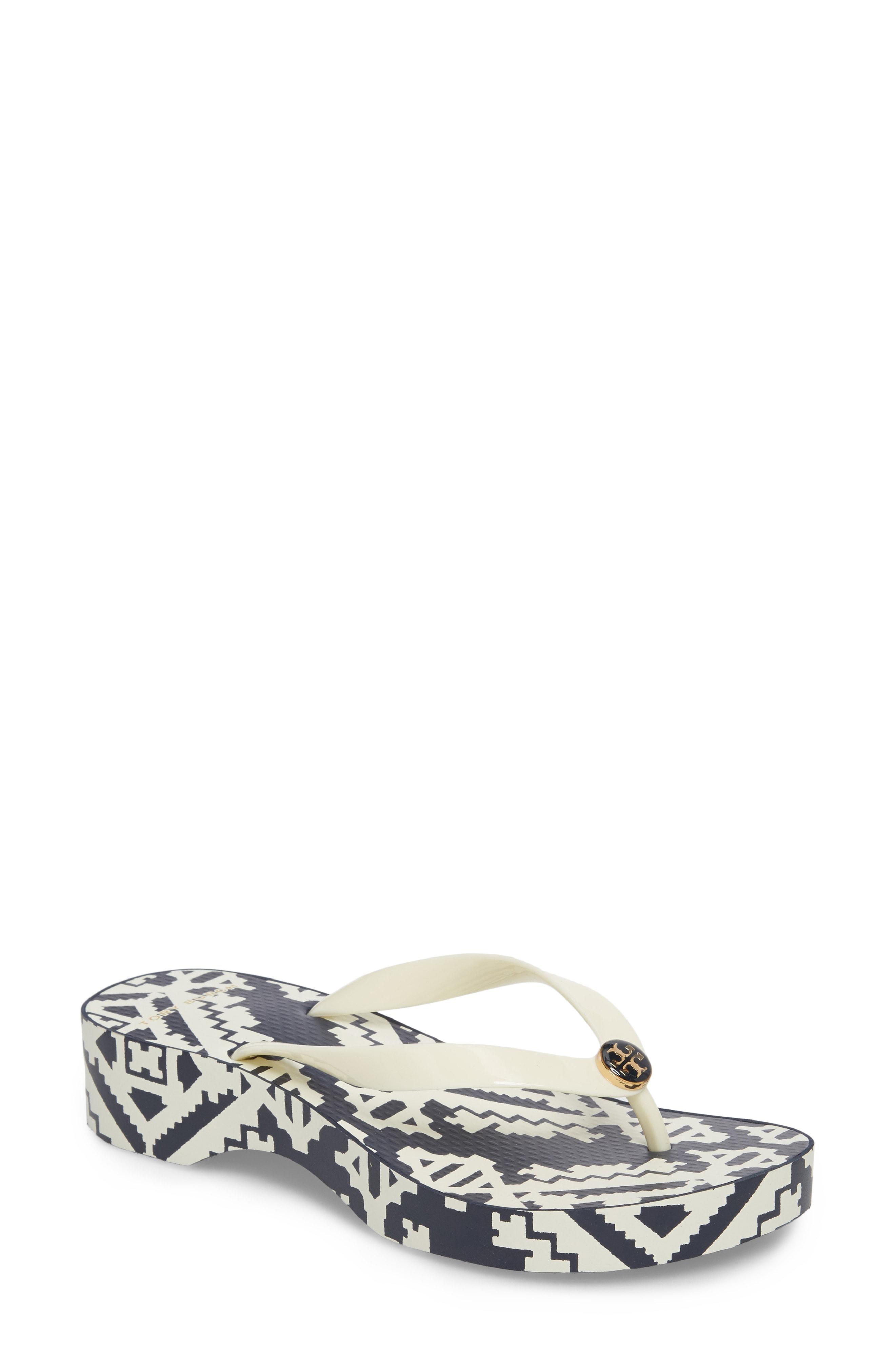 Tory Burch Women's Printed Platform Flip-flops In Perfect Ivory ...