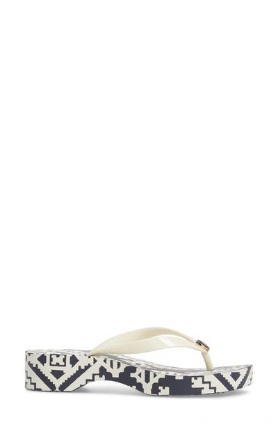 Shop Tory Burch Wedge Flip Flop In Perfect Ivory/ Tapestry Geo