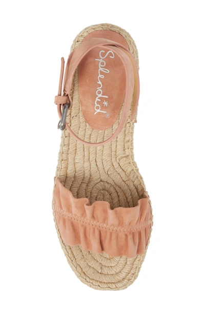 Shop Splendid Becca Ruffled Espadrille Sandal In Dark Blush Suede