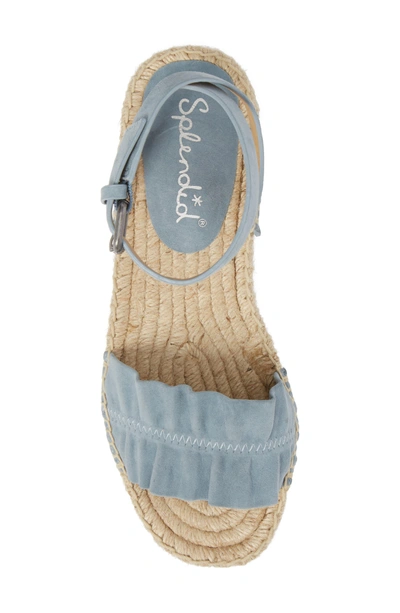 Shop Splendid Becca Ruffled Espadrille Sandal In Shadow Blue Suede