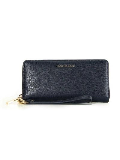 Shop Michael Michael Kors Jet Set Travel Continental Leather Wallet  Admiral In Blue
