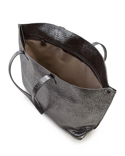 Shop Akris Ai Medium Hammered Shoulder Bag In Pewter