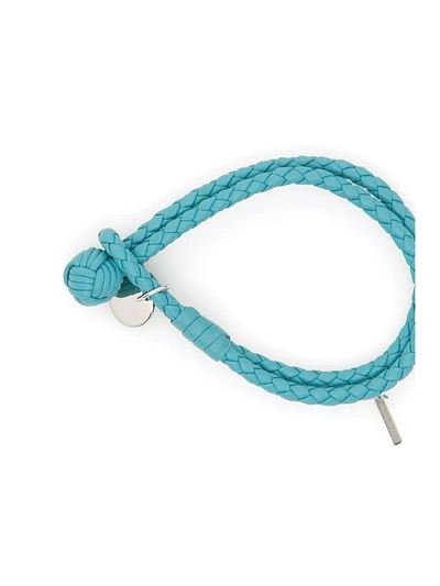 Shop Bottega Veneta Woven Nappa Bracelet In Aquaverde