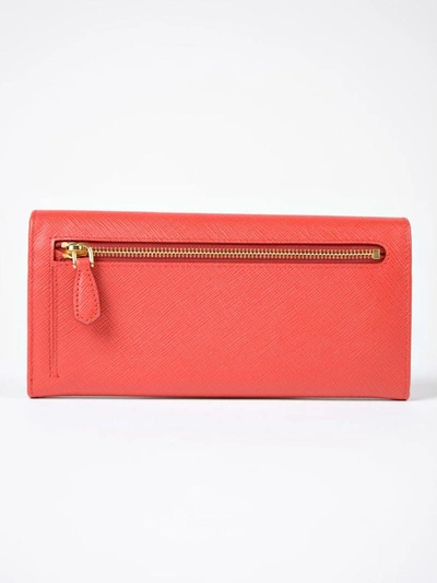 Shop Prada Saffiano Continental Wallet In Rosso