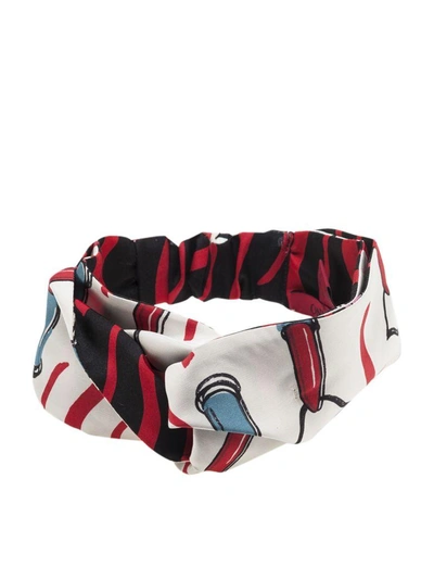 Shop Valentino Garavani Lipstick Headband In Ivory Black