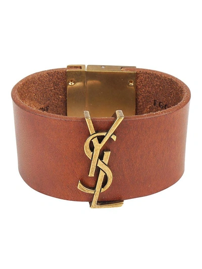 Shop Saint Laurent Bracelet In Dark Brown