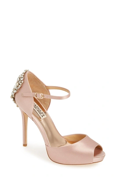 Shop Badgley Mischka 'dawn' Crystal Back D'orsay Pump In Blush Satin