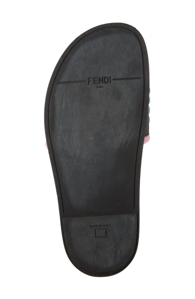 Shop Fendi Studded Logo Slide Sandal In Black