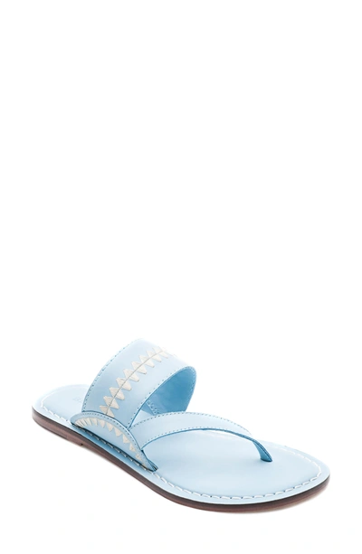 Shop Bernardo Mary Embroidered Slide Thong In New Ocean Leather