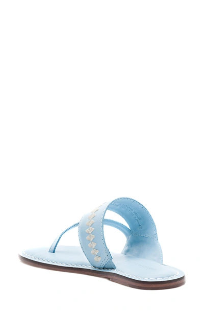 Shop Bernardo Mary Embroidered Slide Thong In New Ocean Leather