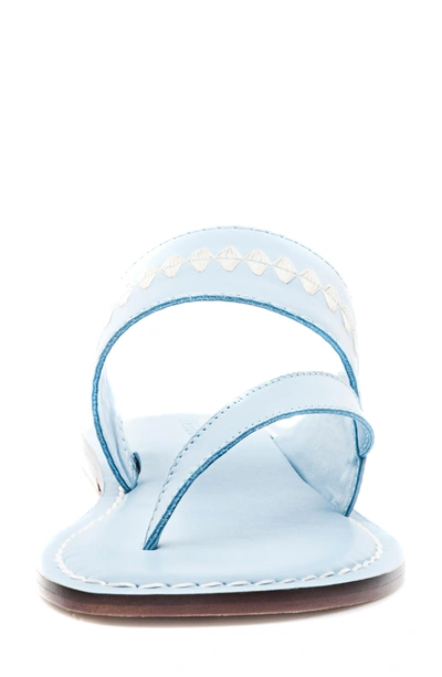 Shop Bernardo Mary Embroidered Slide Thong In New Ocean Leather