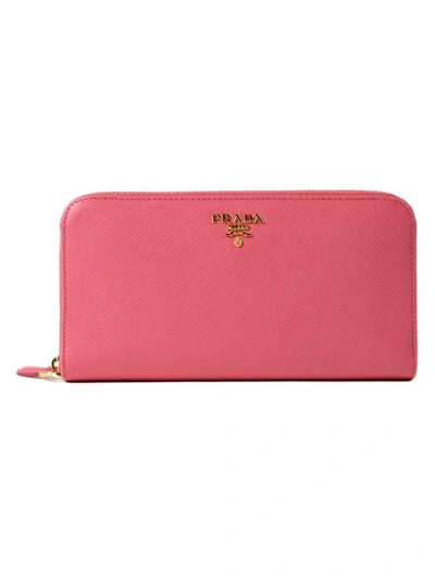 Shop Prada Wallet Saffiano Metal Oro In Peonia